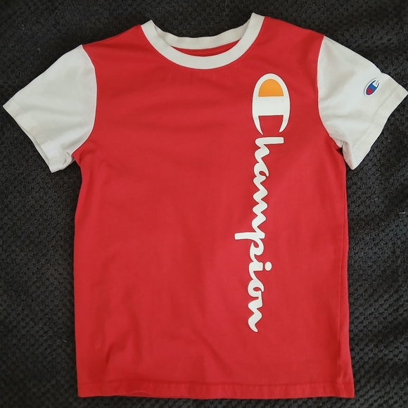 Champion Boys Burnt Orange and White Short Sleeve T-Shirt- Size 8 - Picture 1 of 3